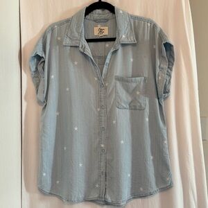 Sky Blue Star Pattern Button Down Shirt